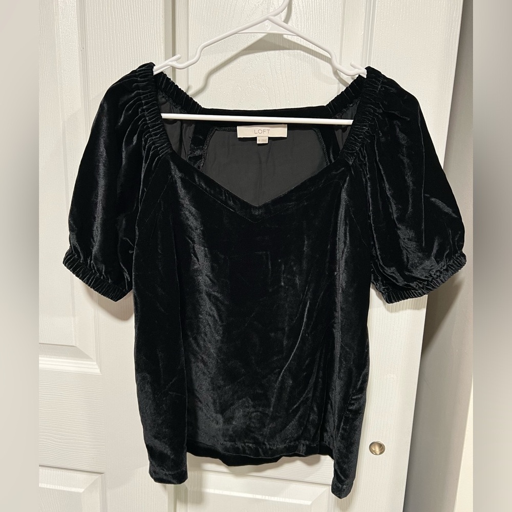 LOFT Black Velvet Top